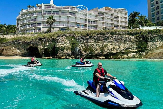 2 Hours Private Jet Ski Tour in Saint Martin with free passenger - The final stop at Maho Beach