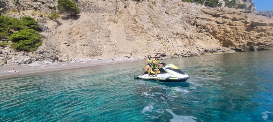 Alcudia: Aucanada Beach Jet Ski Trip - Leaving Alcudia harbour for Aucanada