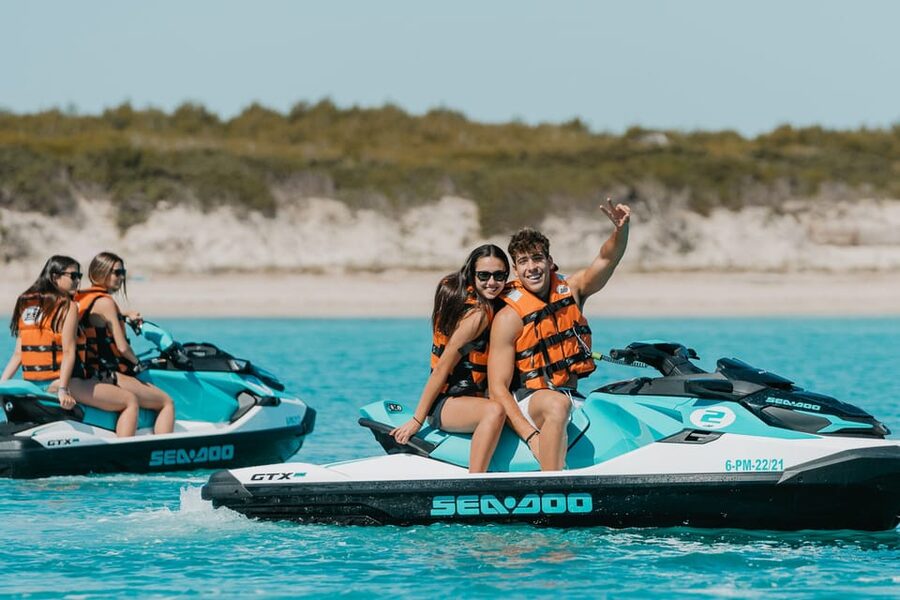 Can Picafort: Guided Playa de Muro Jet Ski Tour with Photos - Riding out from Can Picafort