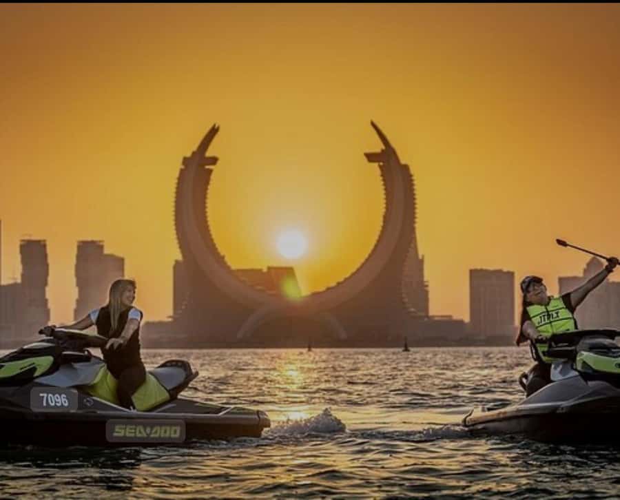 Doha: Jet Ski Adventure with Skyline and Pearl Qatar View - The Pearl-Qatar looks different from a jet ski