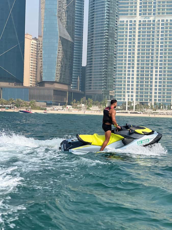 Dubai East: Guided JetsKi Ride with Sound System! - Ain Dubai and the Bluewaters view