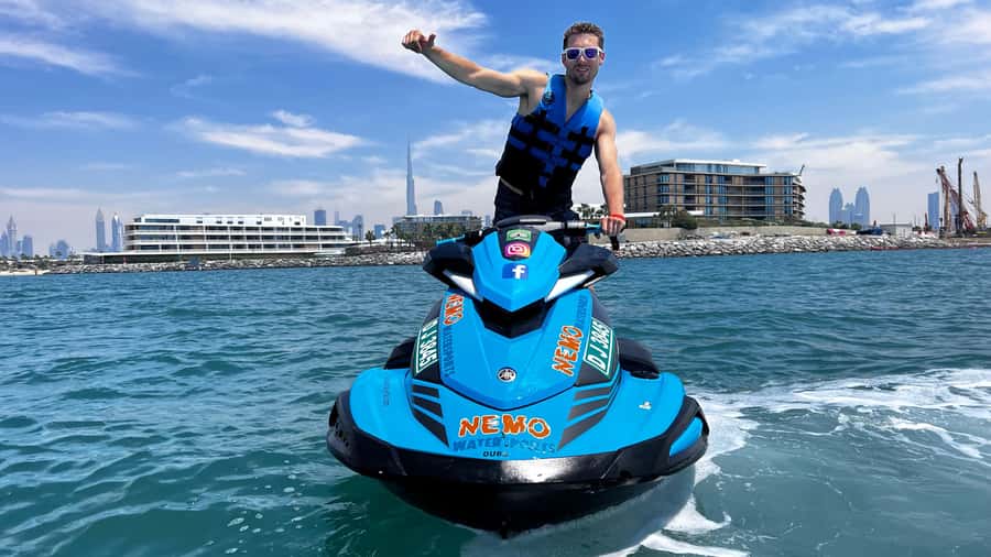 Dubai Jet Ski: Burj Khalifa, Burj Al Arab, Pics & Ice Cream! - Jumeirah Beach, hotels, and open-water speed