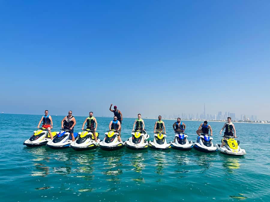 Dubai: Jet Ski Tour of Burj Al Arab & Atlantis the Palm - The return toward Dubai Marina and Burj Khalifa views