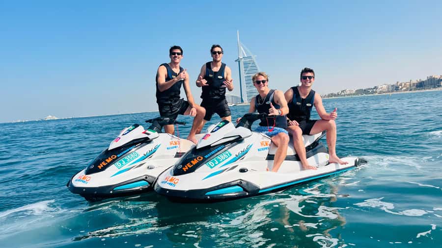 Dubai: Jetski to Burj Arab-Atlantis w Pic, Video & Icecream - The safety briefing and first minutes on the water