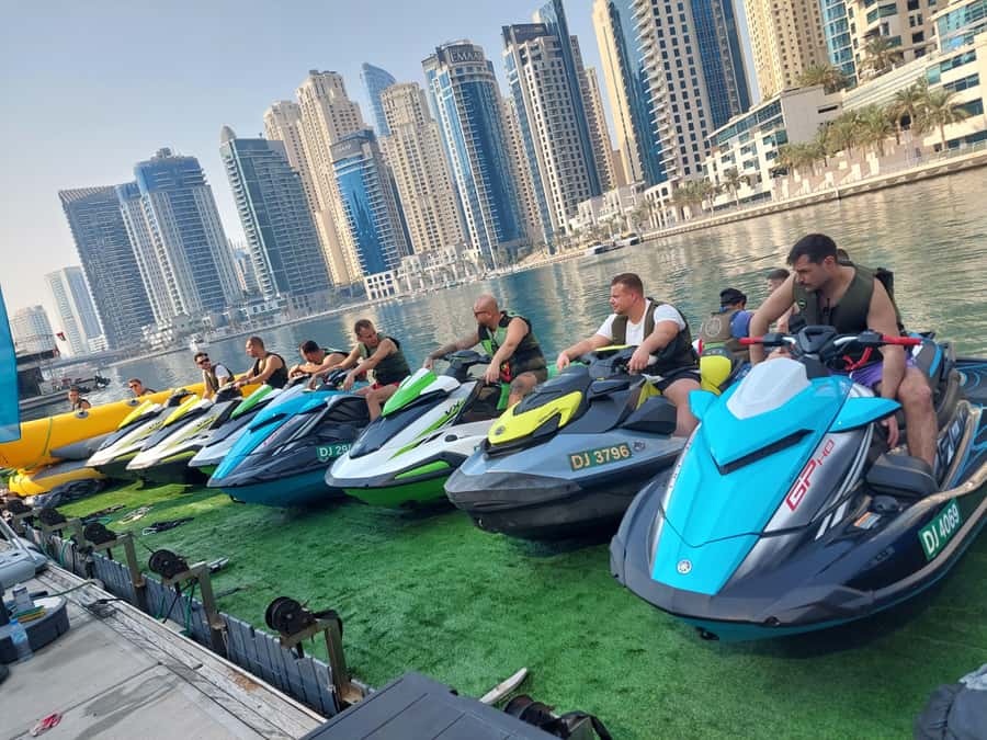 Dubai: Jetski Tour to Dubai Eye, JBR, Palm & Burj Al Arab - Leaving Shark Jetski Yacht Club