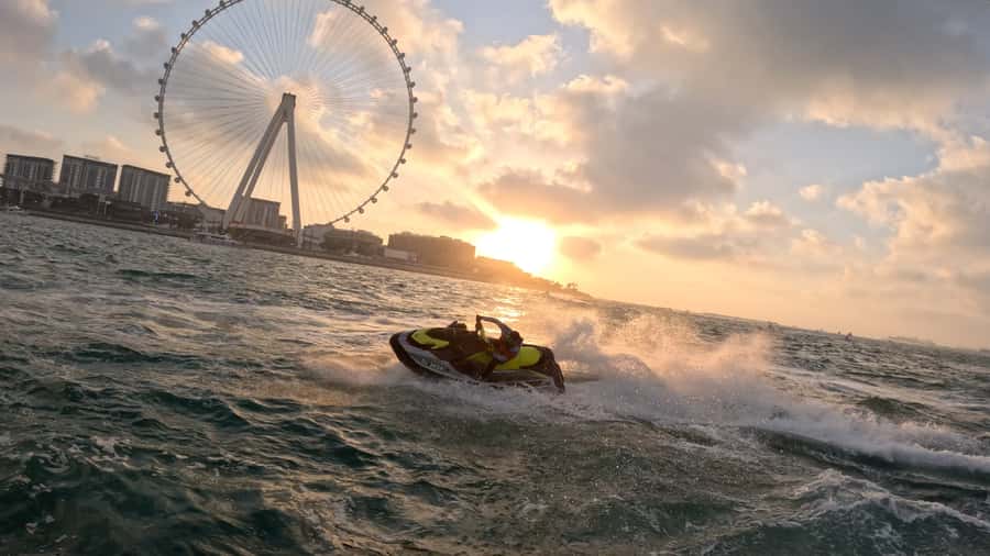 Dubai: Sunrise Jetski Tour with Guide and Photos - Jumeirah Beach Residence from the water
