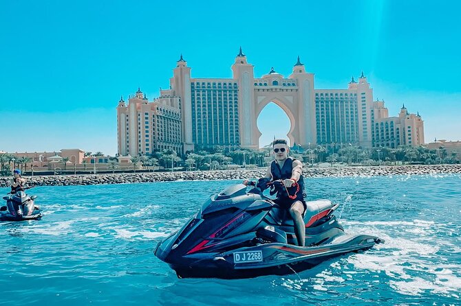 Exclusive 2HR Jet Ski TOUR-JBR & BLUEWATERS-ATLANTIS-BURJ AL ARAB - Learning to handle the two-seater jet ski