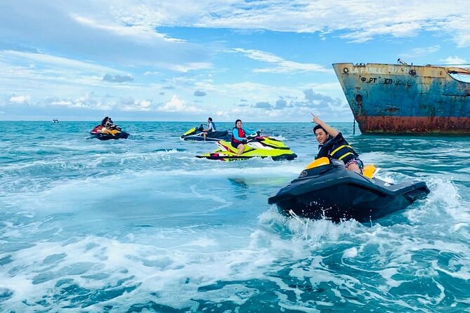 FAMOUS SHIPWRECK, Tiki Bar & Iguana Island Private Jet Ski Tour - Noah’s Ark floating bar and the Tiki Bar stop