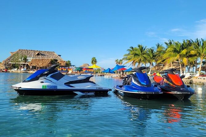 Jet Ski Rental at Secret Beach, San Pedro, Belize. - Getting settled with the La Isla Adventures team