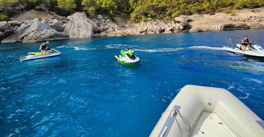 Jet Ski Tour to Cala Albarca from San Antonio - The return ride and the shape of the timing