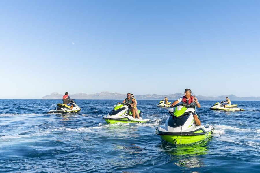 Mallorca: Alcudia Bay Jet Ski Tour - Leaving Alcudia harbor for open water