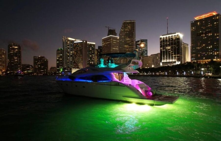 Miami Yacht Rental with Jetski, paddleboards, Inflatables - A private yacht day around Star Island and Downtown Miami