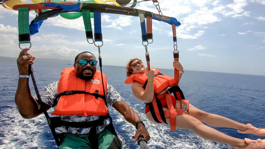 Montego Bay: Parasailing and Jet Ski Combo with Pickup - Montego Bay from the parasail boat