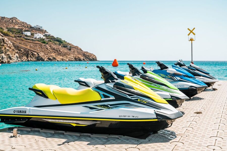 Mykonos: Super Paradise Beach Jet Ski, Canoe, & SUP Rental - Lockers Make the Beach Visit Easier