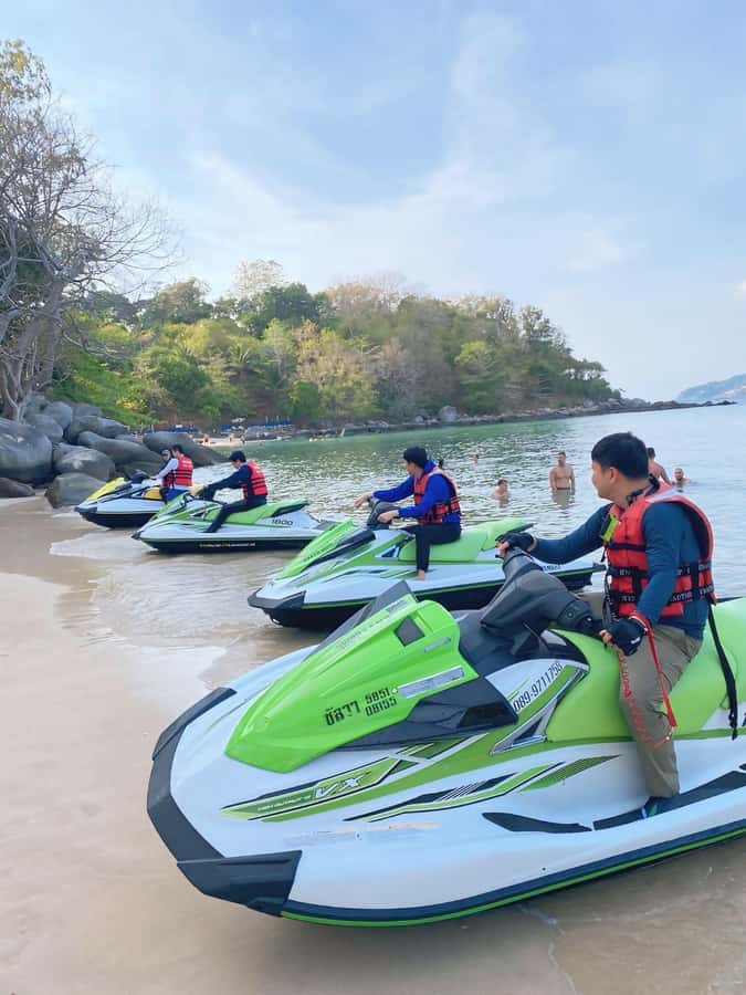 Phuket: Jet Ski Tour Patong Beach with 9 Check-in Points - Starting at Patong Beach and the yellow tent