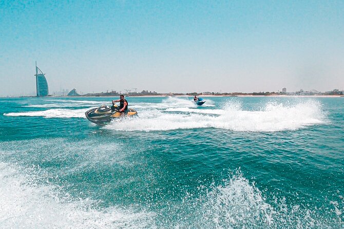 The Best Jet Ski in Dubai - 30 Minutes Burj Al Arab Tour - Distant Burj Khalifa and Dubai Marina views